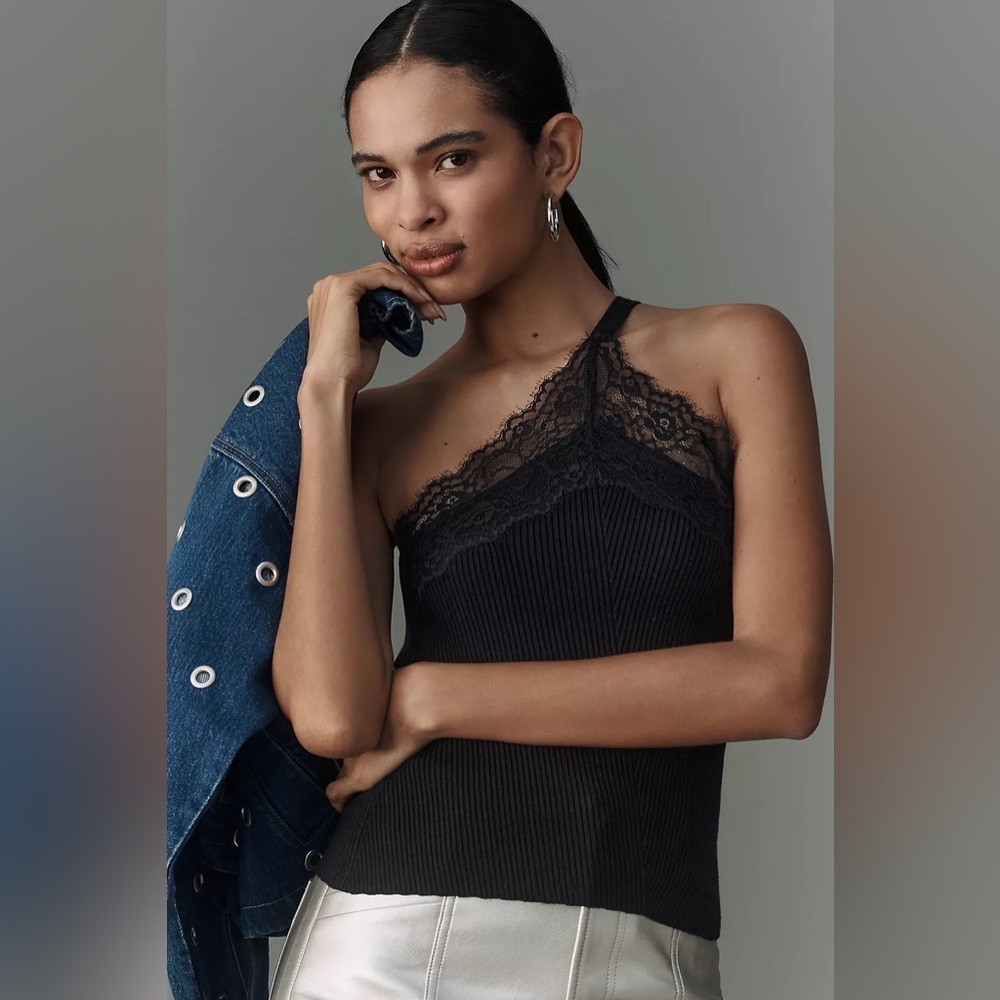 NWT! By Anthropologie Asymmetric Lace Sweater Tank - Size Small ⏰